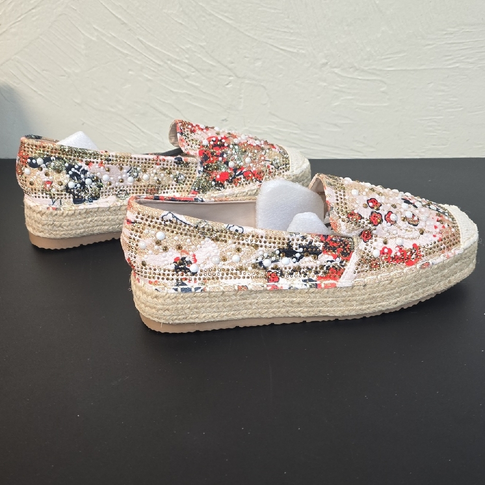 Embellished Espadrille Slip-On Shoes Size 39